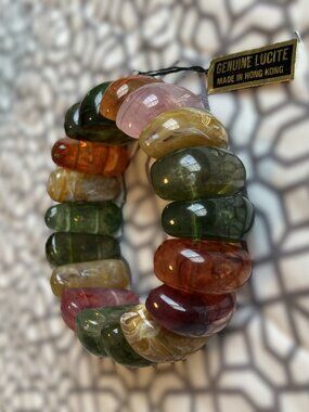 Lucite semi-precious stone stretch Bracelet - Vintage